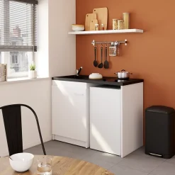 Kitchenette complète vitrocéramique blanc H. 94,5 x l. 120 cm