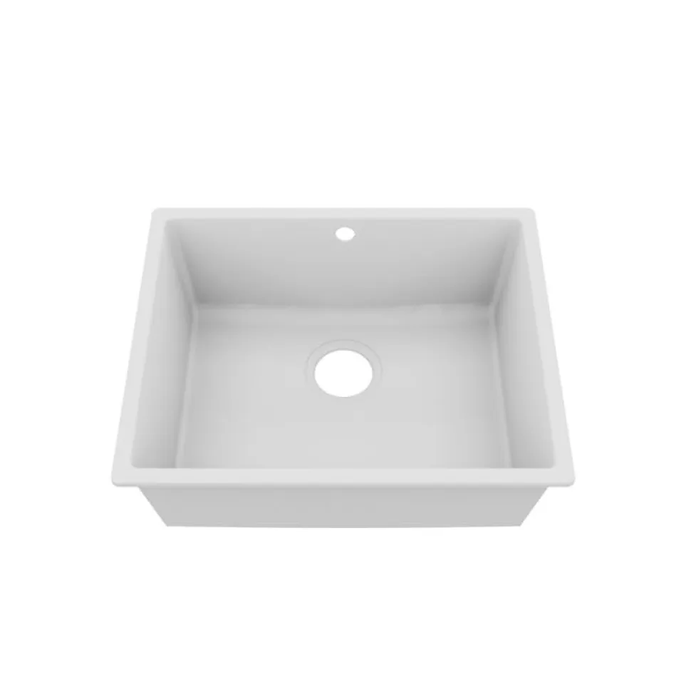 Kitchenette K01 - 120 cm - Façades : Blanc - Plan de travail : Gris béton - Crédences : Non - Evier Blanc