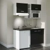 Kitchenette K13 - 140 cm - Façades : Noir - Plan de travail : Noir - Crédences : Non - Evier