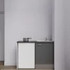 Kitchenette K08 - 120 cm - Façades : Gris - Plan de travail : Noir texturé - Crédences : Non - Evier Blanc