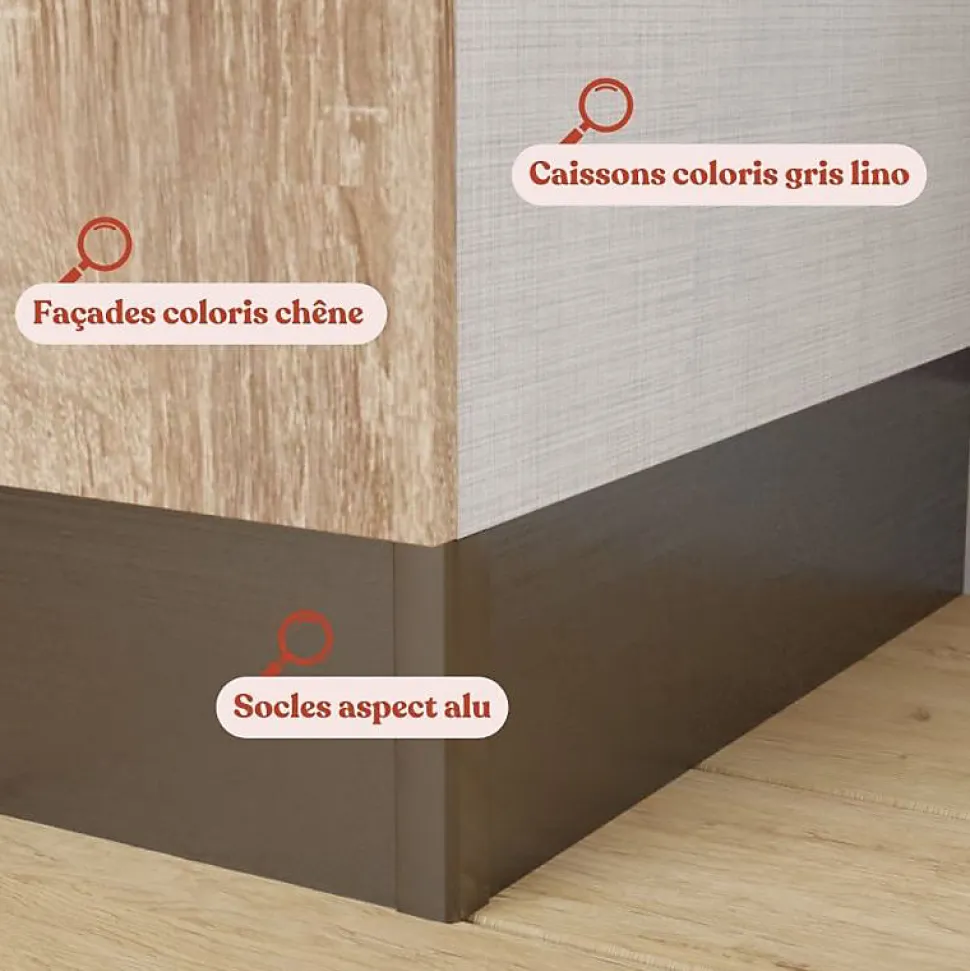 Kitchenette K17 - 140 cm - Façades : Bois - Plan de travail : Noir - Crédences : Non - Evier