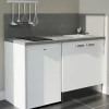 Kitchenette K17 - 140 cm - Façades : Blanc - Plan de travail : Gris - Crédences : Oui - Evier