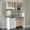 Kitchenette K13 - 140 cm - Façades : Bois - Plan de travail : Gris - Crédences : Non - Evier