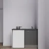Kitchenette K08 - 120 cm - Façades : Gris - Plan de travail : Noir texturé - Crédences : Non - Evier Gris