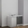 Kitchenette K08 - 120 cm - Façades : Gris - Plan de travail : Blanc - Crédences : Non - Evier Inox