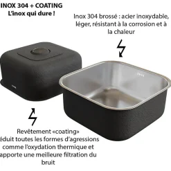 Kitchenette K08 - 120 cm - Façades : Gris - Plan de travail : Blanc - Crédences : Non - Evier Inox