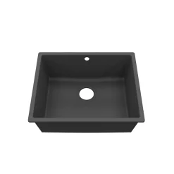 Kitchenette K08 - 120 cm - Façades : Bois - Plan de travail : Noir texturé - Crédences : Non - Evier Noir