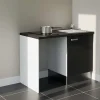 Kitchenette K08 - 120 cm - Façades : Noir - Plan de travail : Noir texturé - Crédences : Non - Evier Inox