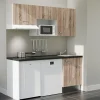 Kitchenette K55 - 180 cm - Façades : Bois - Plan de travail : Noir - Crédences : Non - Evier
