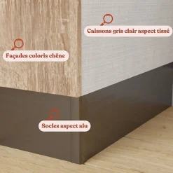 Kitchenette K55 - 180 cm - Façades : Bois - Plan de travail : Noir - Crédences : Non - Evier