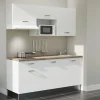 Kitchenette K30 - 180 cm - Façades : Blanc - Plan de travail : Bois - Crédences : Non - Evier