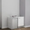 Kitchenette K08 - 120 cm - Façades : Blanc - Plan de travail : Blanc - Crédences : Non - Evier Inox
