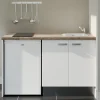 Kitchenette K17 - 140 cm - Façades : Blanc - Plan de travail : Bois - Crédences : Non - Evier