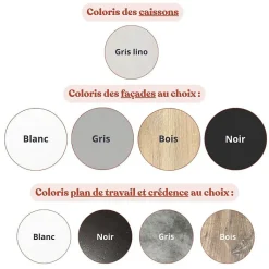 Kitchenette K17 - 140 cm - Façades : Blanc - Plan de travail : Bois - Crédences : Non - Evier