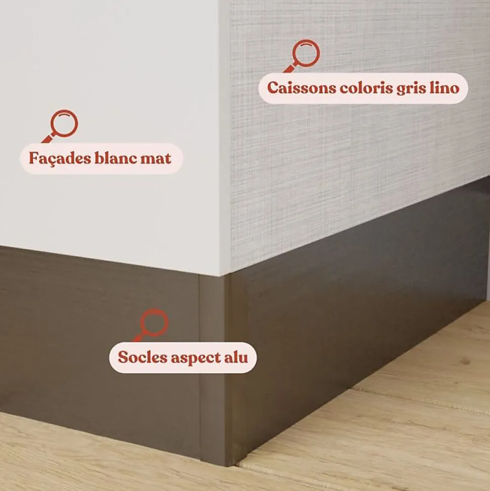 Kitchenette K17 - 140 cm - Façades : Blanc - Plan de travail : Bois - Crédences : Non - Evier