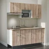Kitchenette K30 façades Bois - Plan de travail Bois - Crédences : Non - Evier inox - Electroménager Inox inclus