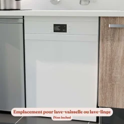 Kitchenette K55 façades Bois - Plan de travail Bois - Crédences : Non - Evier inox - Electroménager Blanc inclus