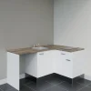 Kitchenette KA01 - 128 cm - Façades : Blanc - Plan de travail : Bois - Crédences : Non - Evier