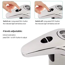 KLEENMAC Distributeur de savon automatique en acier inoxydable avec base étanche et détecteur de mouvement infrarouge