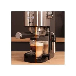 Krups Machine expresso à pompe, inox, Design compact, Arrêt automatique, Thermoblock XP444C10