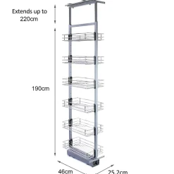 KuKoo Garde-Manger Coulissant de Cuisine 190-220cm Hauteur
