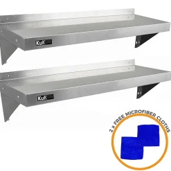 KuKoo Lot de Plan de Travail 180 cm en Inox & 2 Étagères Murales