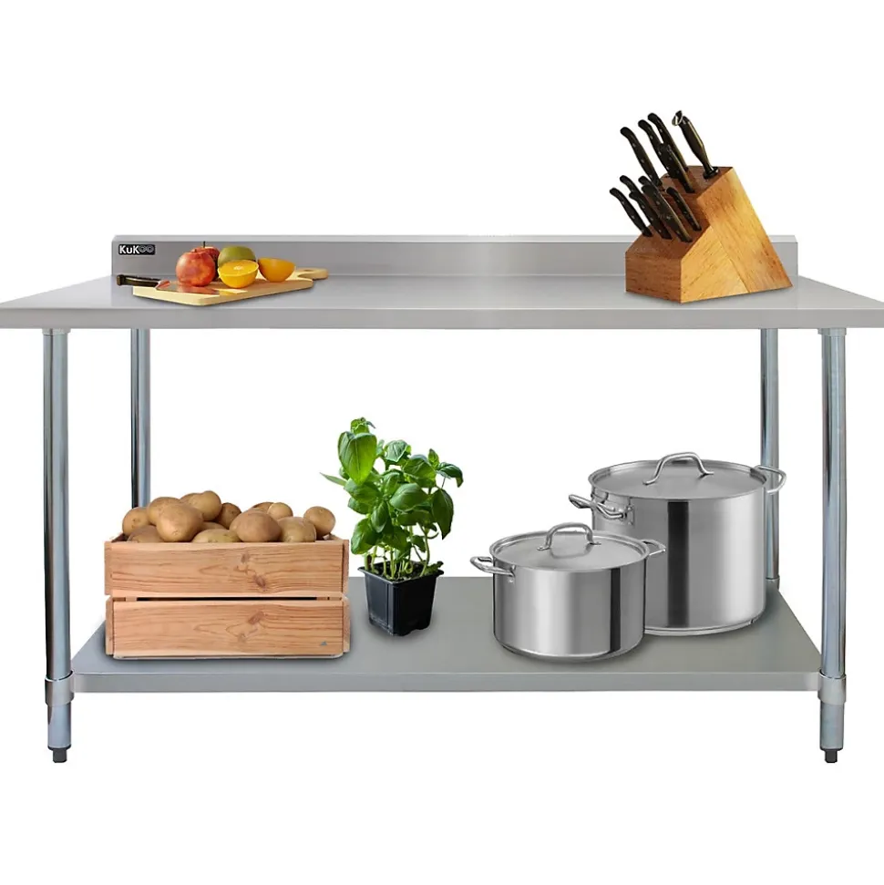 KuKoo Table de Travail en Inox - 180 x 60 x 90 cm