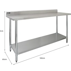 KuKoo Table de Travail en Inox - 180 x 60 x 90 cm
