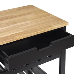 KWIT - Desserte à Roulettes Noire avec Porte-Bouteilles