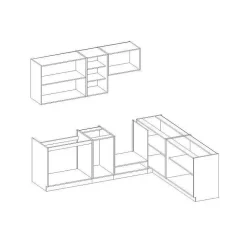 LASSEN Cuisine complete dangle 240x165 cm avec plan de travail - Decor chene sonoma