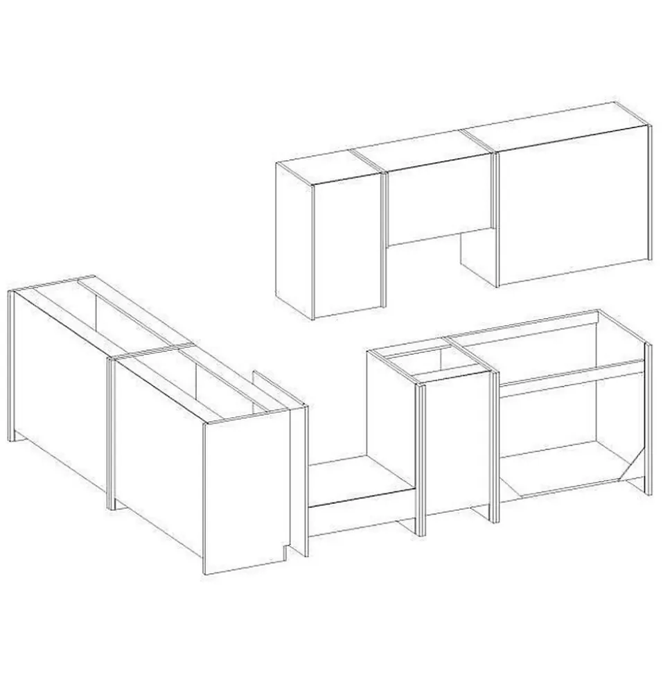 LASSEN Cuisine complete dangle 240x165 cm avec plan de travail - Decor chene sonoma