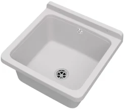 Lavabo Granitan Orta Blanc avec Siphon pour Garage, Buanderie, Chaufferie - 1 Pièce