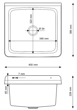 Lavabo Granitan Orta Blanc avec Siphon pour Garage, Buanderie, Chaufferie - 1 Pièce