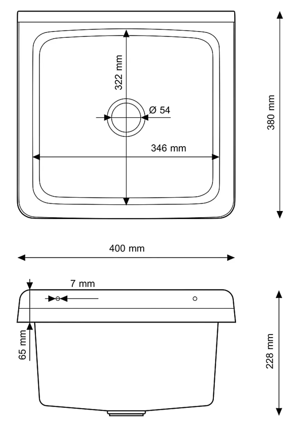 Lavabo Granitan Orta Blanc avec Siphon pour Garage, Buanderie, Chaufferie - 1 Pièce