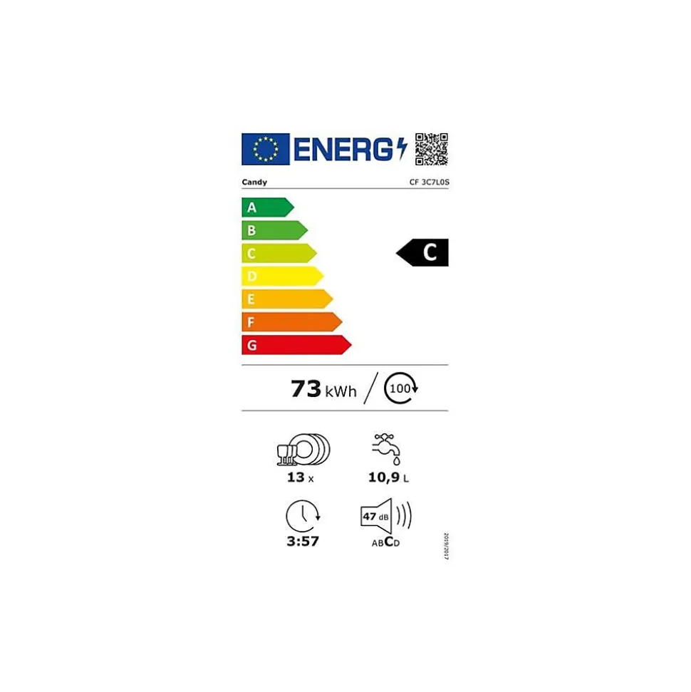 LAVE VAISSELLE POSE LIBRE LAVE-VAISSELLE 60CM 13 COUVERTS LED 47 db Sil CANDY - CF3C7L0S