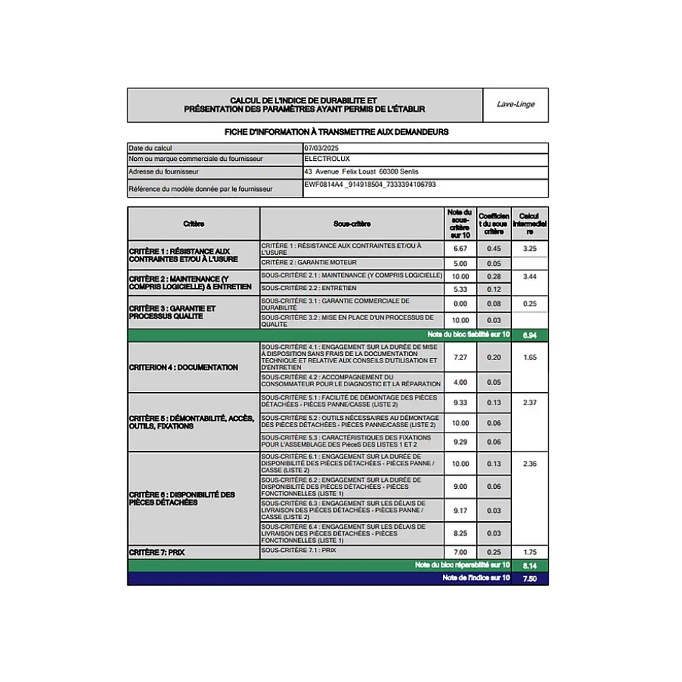 Lave-linge frontal ELECTROLUX EWF0814A4