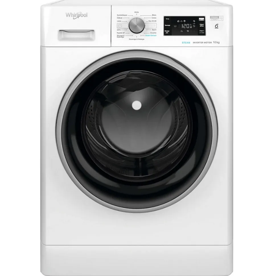 Lave-linge frontal 10kg 1400 tours/min blanc Whirlpool FFBD10469BSVFR