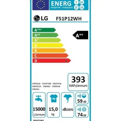 Lave-linge frontaux 15kg 127L LG 1100tr/min 70cm E, F 51 P 12 WH