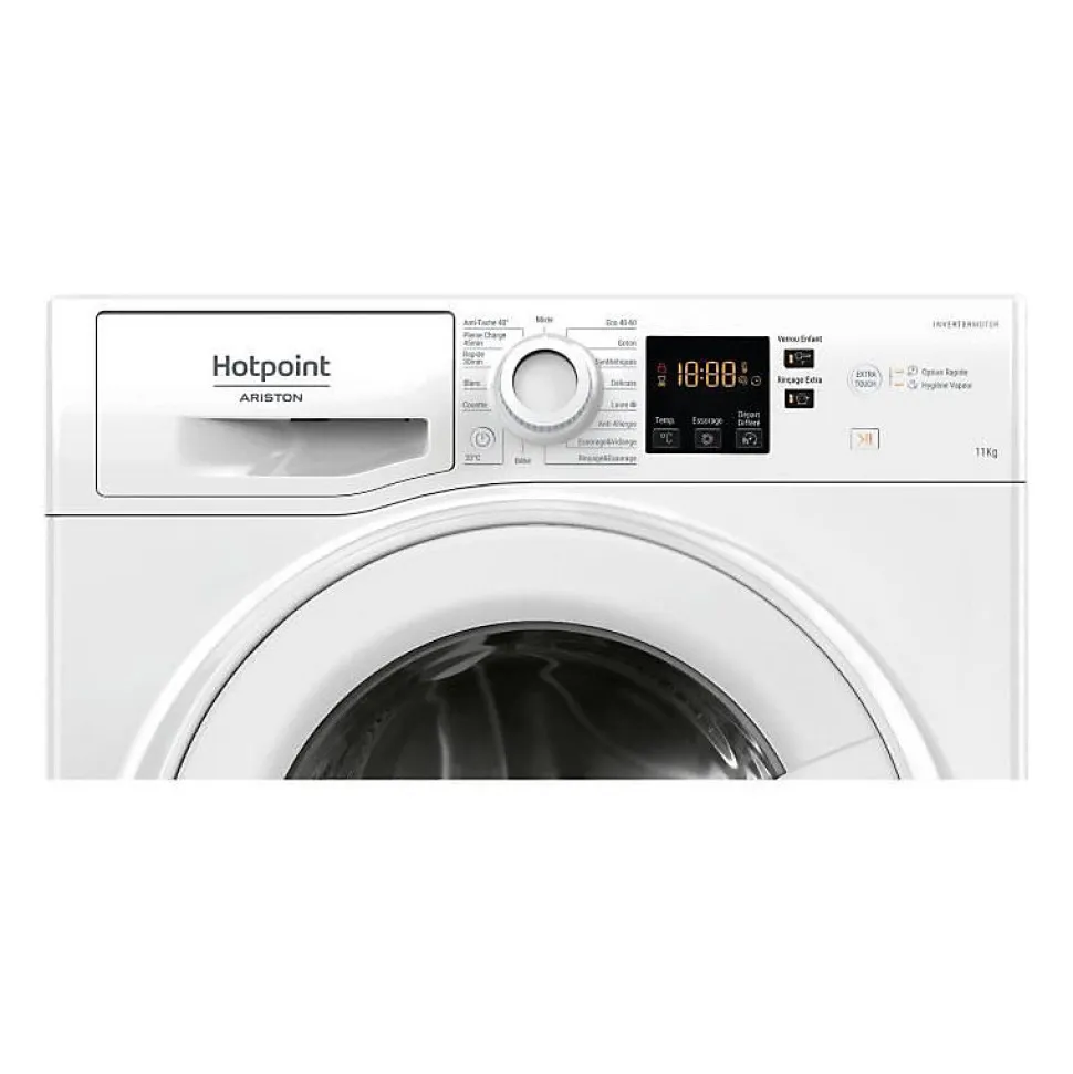 Lave-linge hublot HOTPOINT NS11469FWKFR - 11 kg - Induction - L60cm - 1400 trs/min - Classe A - Blanc