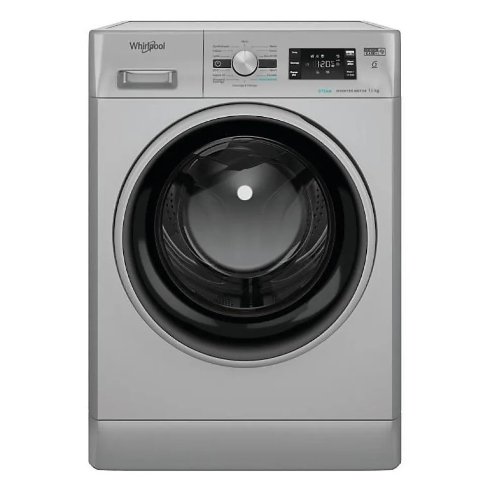 Lave-linge hublot WHIRLPOOL FFBP10489SBSVFR - 10 kg - Induction - L60cm - 1400 trs/min - Silver