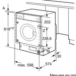 Lave-linge intégrable 8kg 1400 tours/min Siemens WI14W549FF iq700