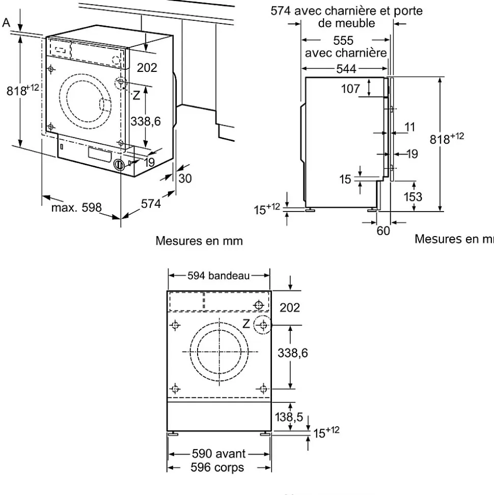 Lave-linge intégrable 7kg 1200 tours/min Bosch WIW24348FF série 6