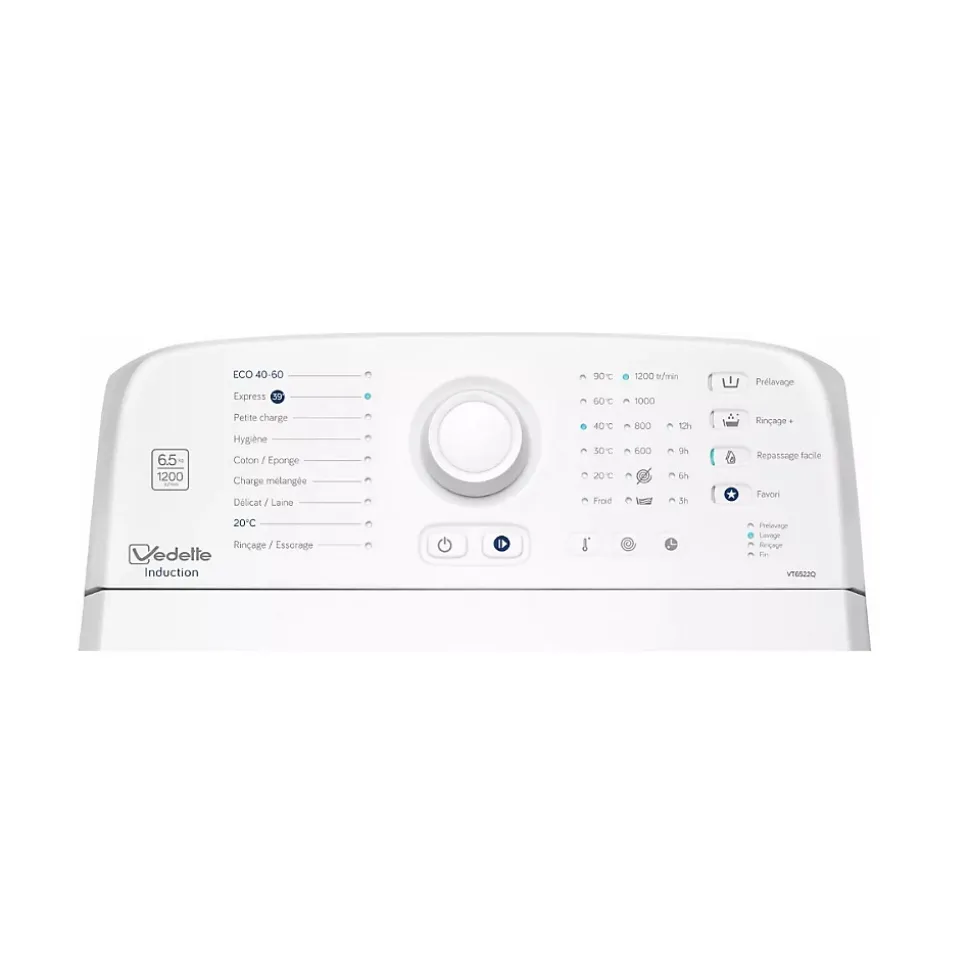 Lave-linge top 6.5kg 1200 tours/min Vedette VT6522Q