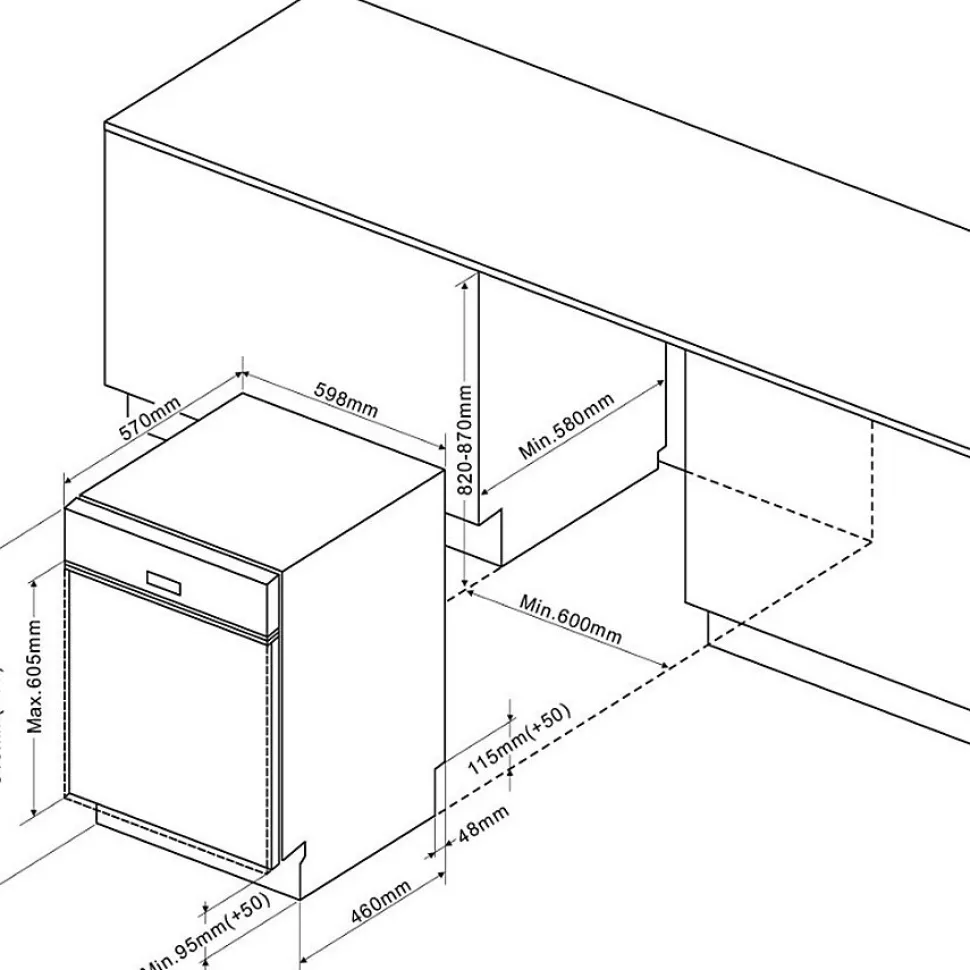 Lave-vaisselle 60cm 14 couverts 44db intégrable avec bandeau Brandt BDB424LB