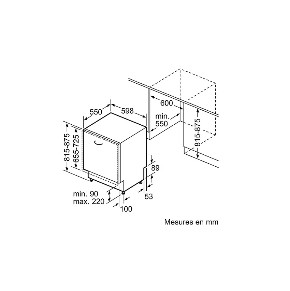 Lave-vaisselle 60cm 13 couverts tout intégrable Siemens SN616X00KF iq100