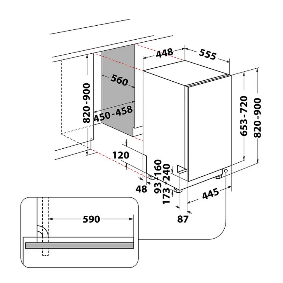 Lave-vaisselle 44.8cm 10 couverts 47db Indesit IN2IKE107