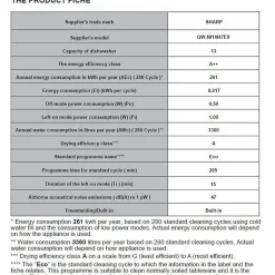 Lave-vaisselle 60cm 13 couverts 47db tout intégrable Sharp QWNI14I47EX