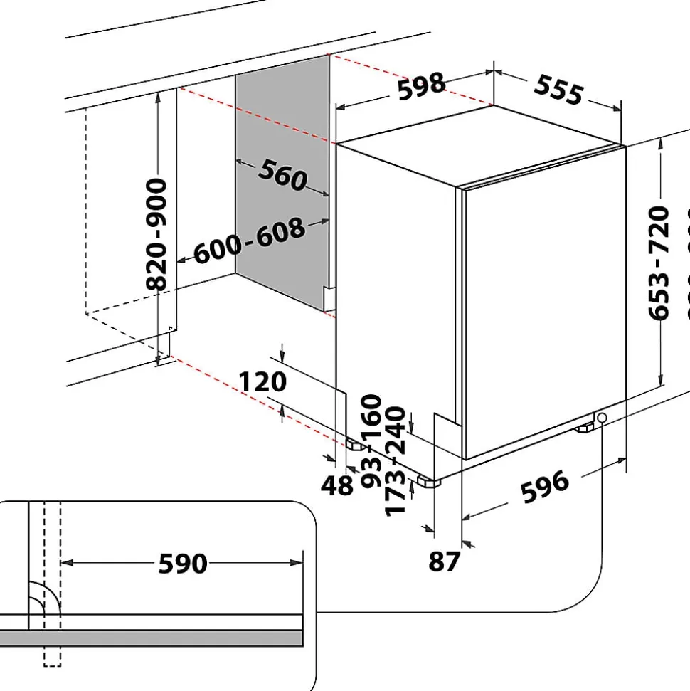 Lave-vaisselle 60cm 14 couverts 46db tout intégrable Whirlpool W2IHKD526A