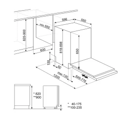 Lave-vaisselle encastrable 13 couverts l. 60 cm STL262D Smeg noir