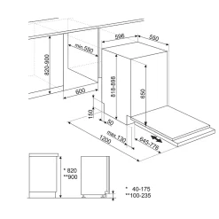 Lave-vaisselle encastrable 14 couverts l. 60 cm STL362DQ Smeg noir